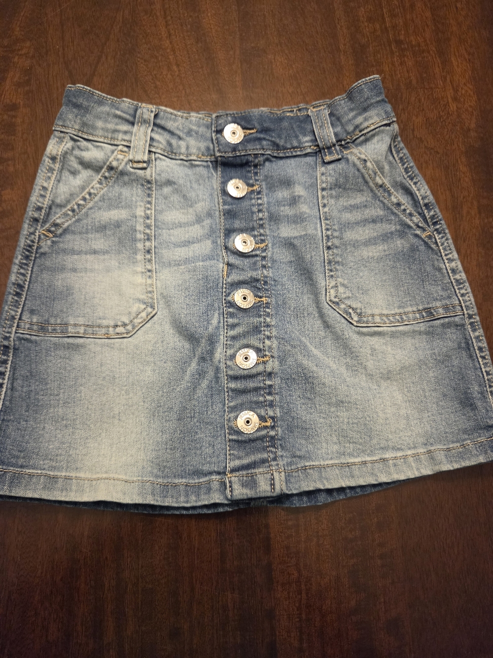 Denim JS Button-Front Girls 8 Skirt - Blue